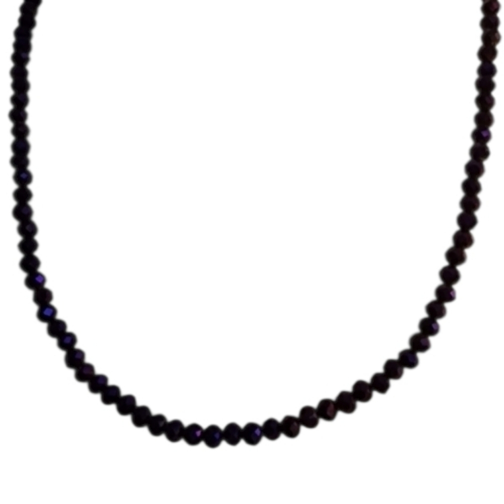 Purple Glass Beaded Necklace Iridescent